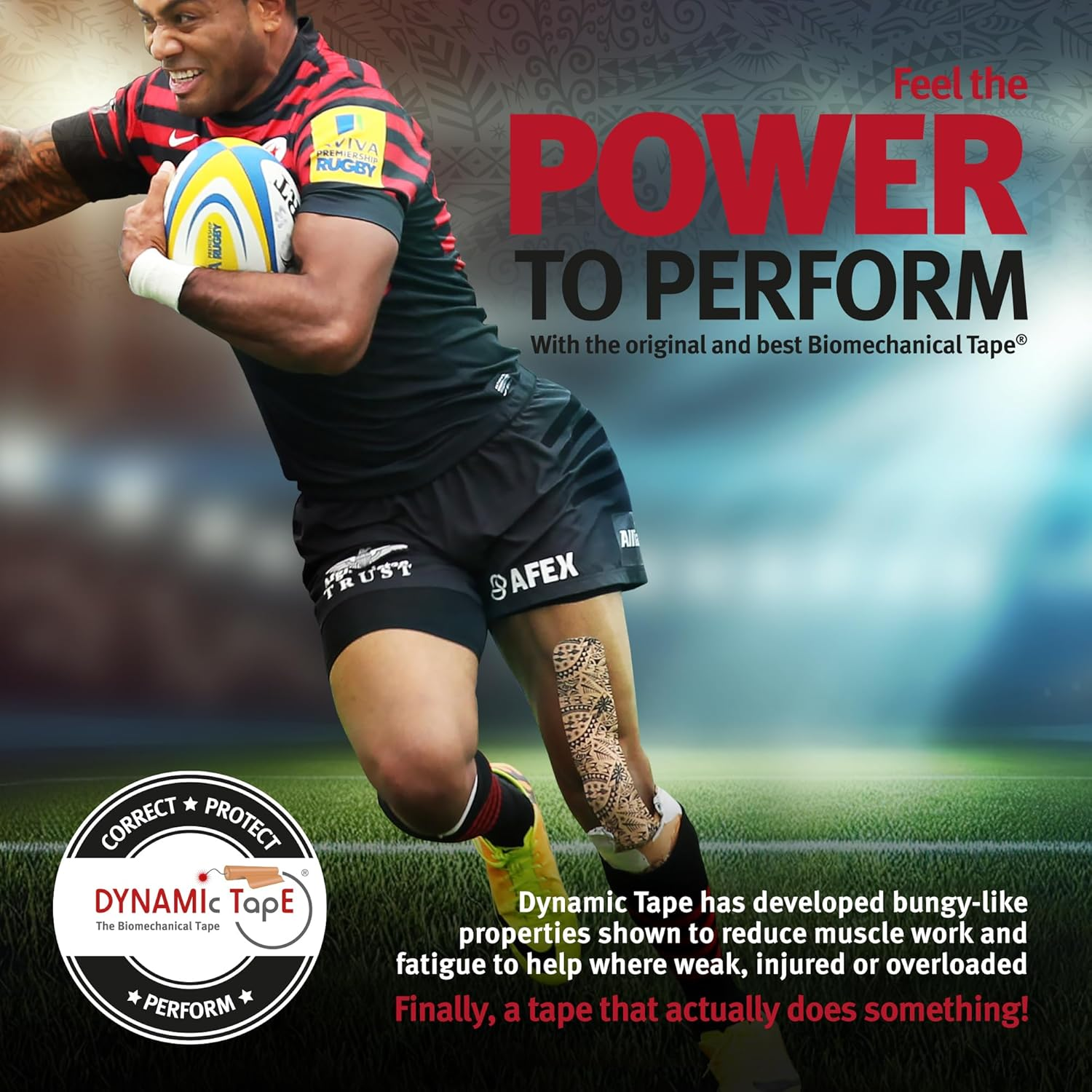 Dynamic Tape | Biomechanical Adhesive Tape | for Sports & Physio | Knee, Ankle, Elbow, Leg, Muscle Support | Black 5 Centimetres X 5 Metres Roll image number 2