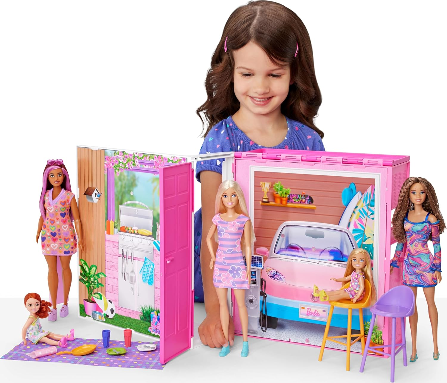 Barbie Doll House Playset, Getaway House with 11 Accessories Including 2 Chairs, 4 Play Areas & 360-Degree Play image number 5