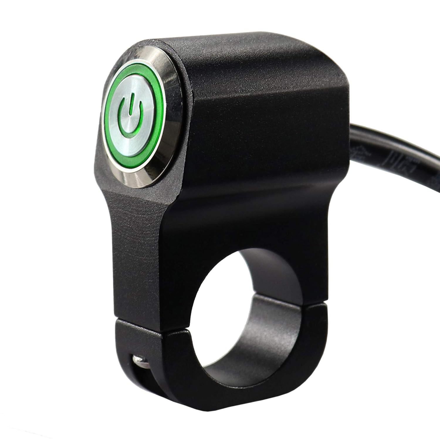 12V 10A Motorcycle Bike ATV 7/8Inch Handlebar CNC Switch for Headlight Hazard Brake Fog Light on off Switches (Green) image number 2