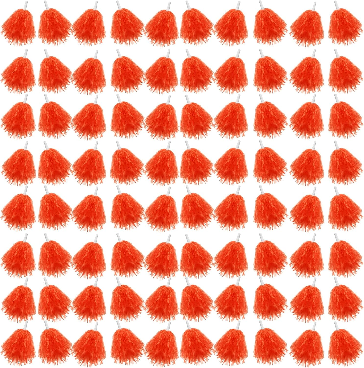 Meooeck 80 Pcs Cheerleading Pom Poms Sports Dance Cheer Pompoms with Handles Plastic Cheerleader Stuff for Sport Gymnastics Adults Cheering Team Party Decorations(Yellow)