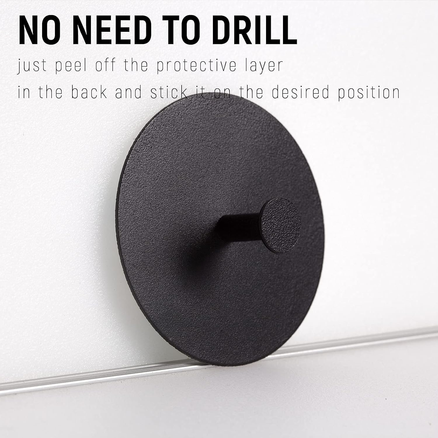 4 Pcs Black Towel Adhesive Hooks for Tile Wall Stainless Steel Wall Hangers of Heavy Duty Shower Stick on Hooks for Coat,Hat,Key Wall Sticky Hooks Adhesive Shower (Black, One Size) image number 1