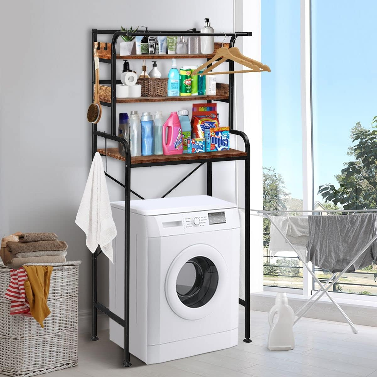 3-Tier over Toilet Washing Machine Shelf Steel Freestanding Bathroom Rack Laundry Shelf Storage Organizer