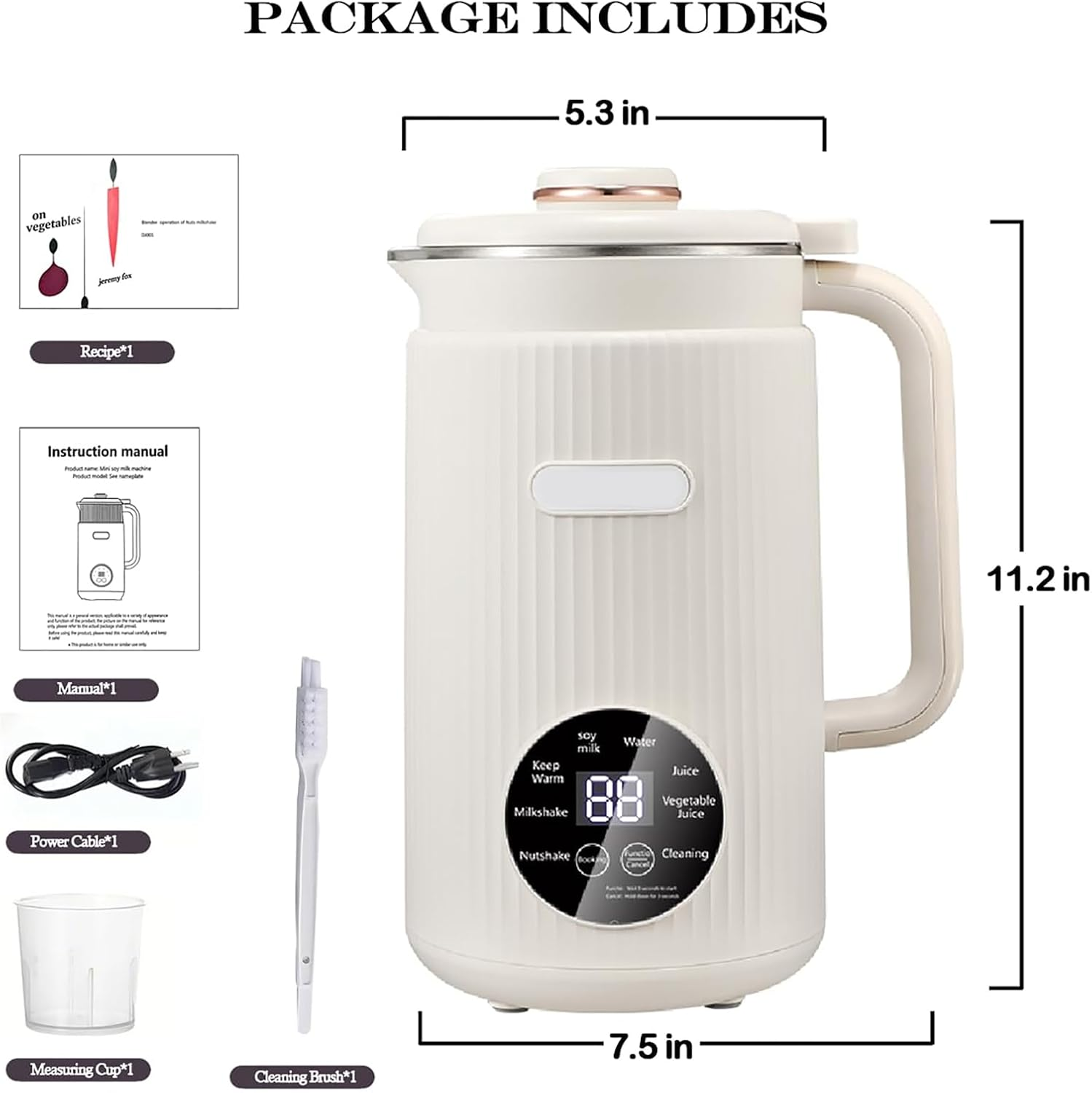 Soy Milk Maker, 1200ML Soybean Milk Machine with 10 Blades, for Homemade Almond, Oat, Plantmilk, Rice Paste, Nut, with 12H Timer, 2H Keep Warm, Delay Start, Auto-Clean