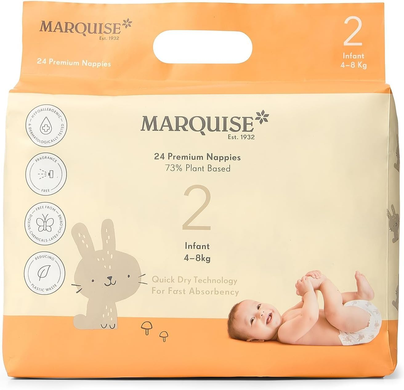 Eco Nappies for up to 4-8 Kg Infant, Size 2 (Pack of 12)