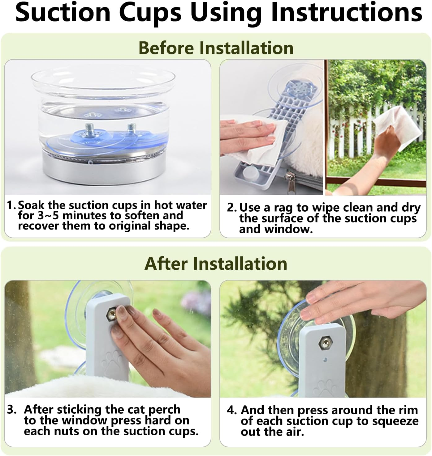 AMOSIJOY Cordless Window Perch Cat Hammock, Large Window Beds with 4 Suction Cups & Solid Metal Frame, Foldable Seat for Indoor Cats (Medium)