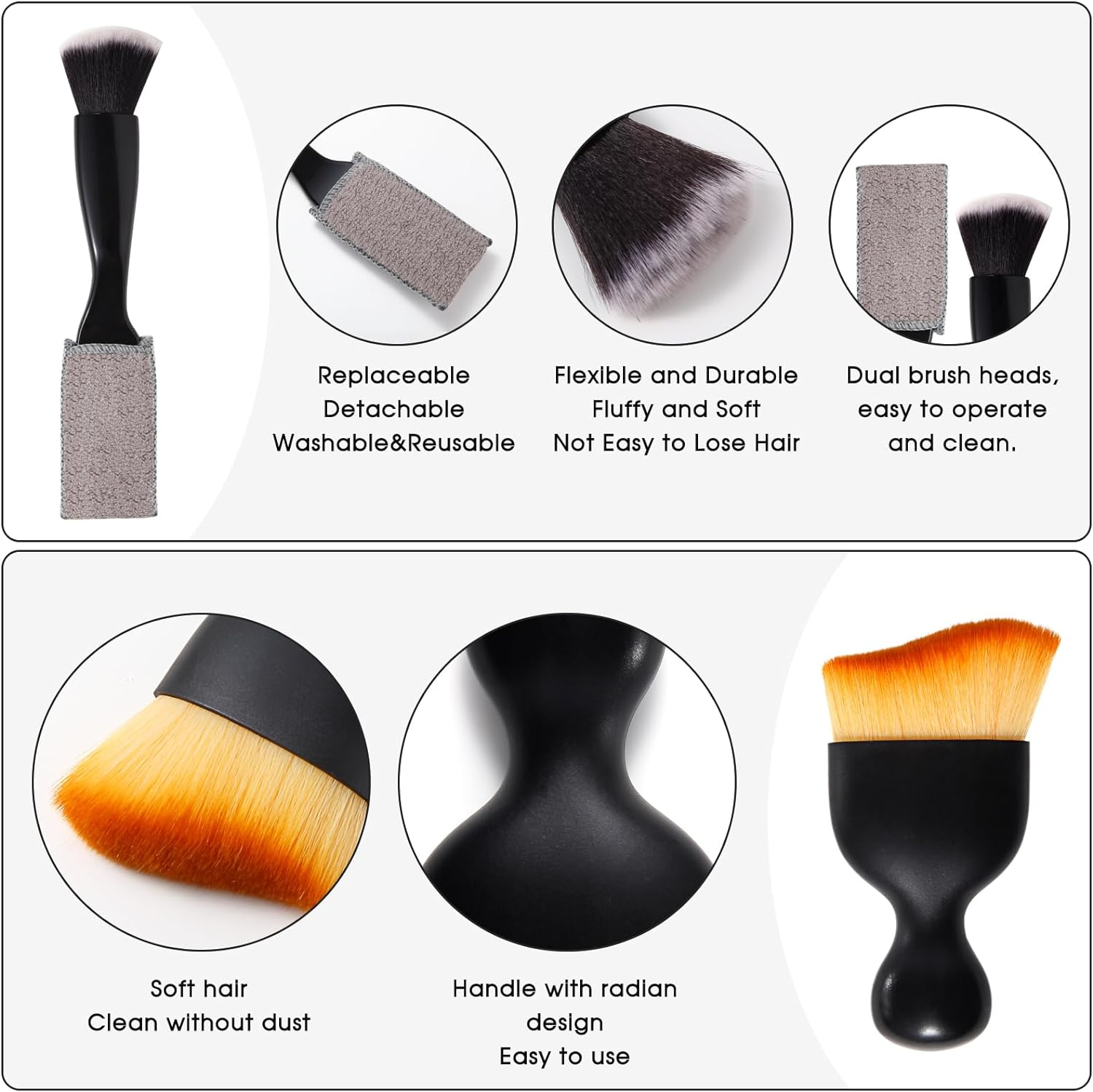 3 PCS Car Detail Dust Brush, Soft Interior Detailing Kit Tools, Dash Duster for Auto, Truck, SUV, RV Cleaning