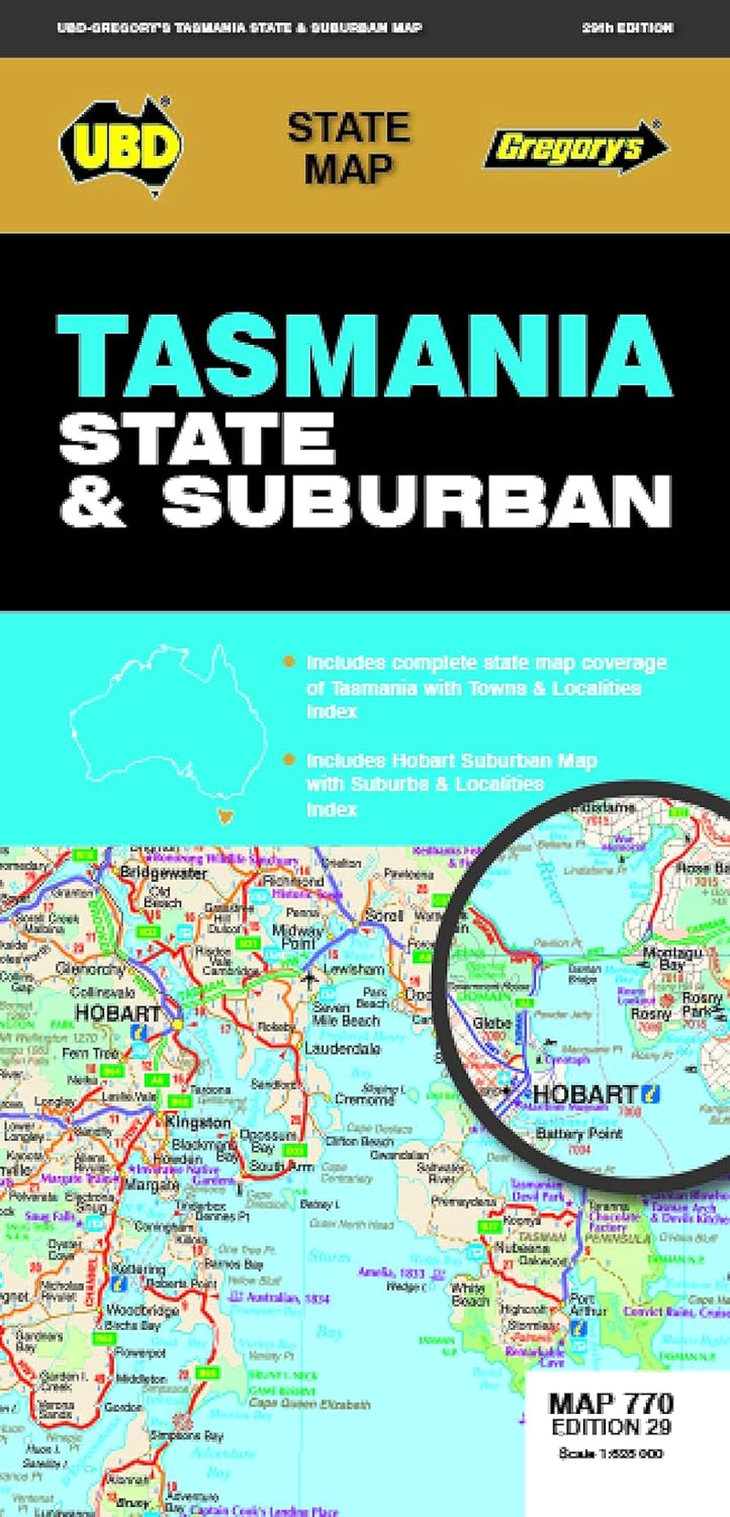 Tasmania State & Suburban Map 770 29Th Ed