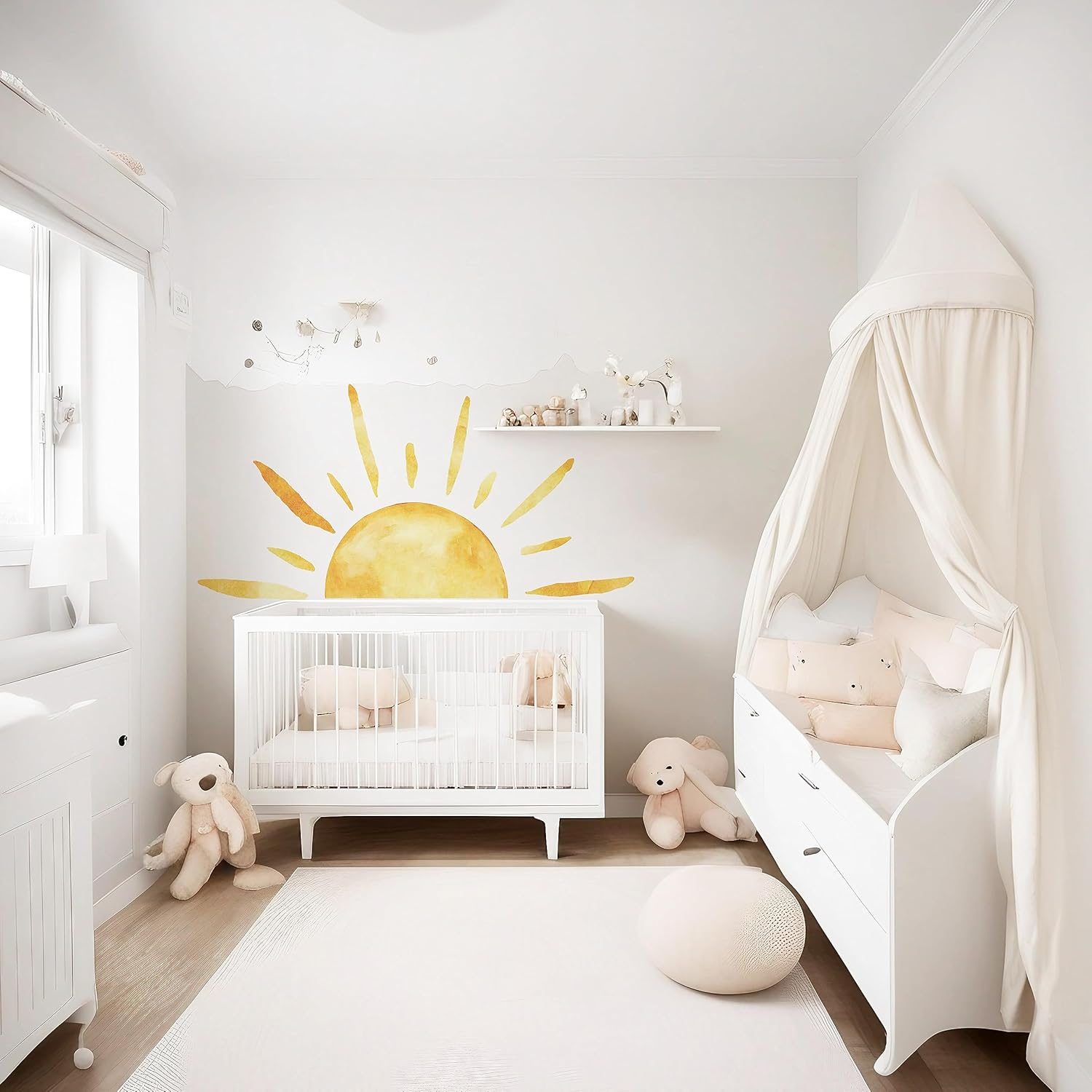 ('''') Half Sun Wall Decal Extra Large Boho Sun Wall Decals Peel and Stick Removable Sunshine Wall Stickers for Bedroom Decor Nursery Decor Playroom Decor image number 5