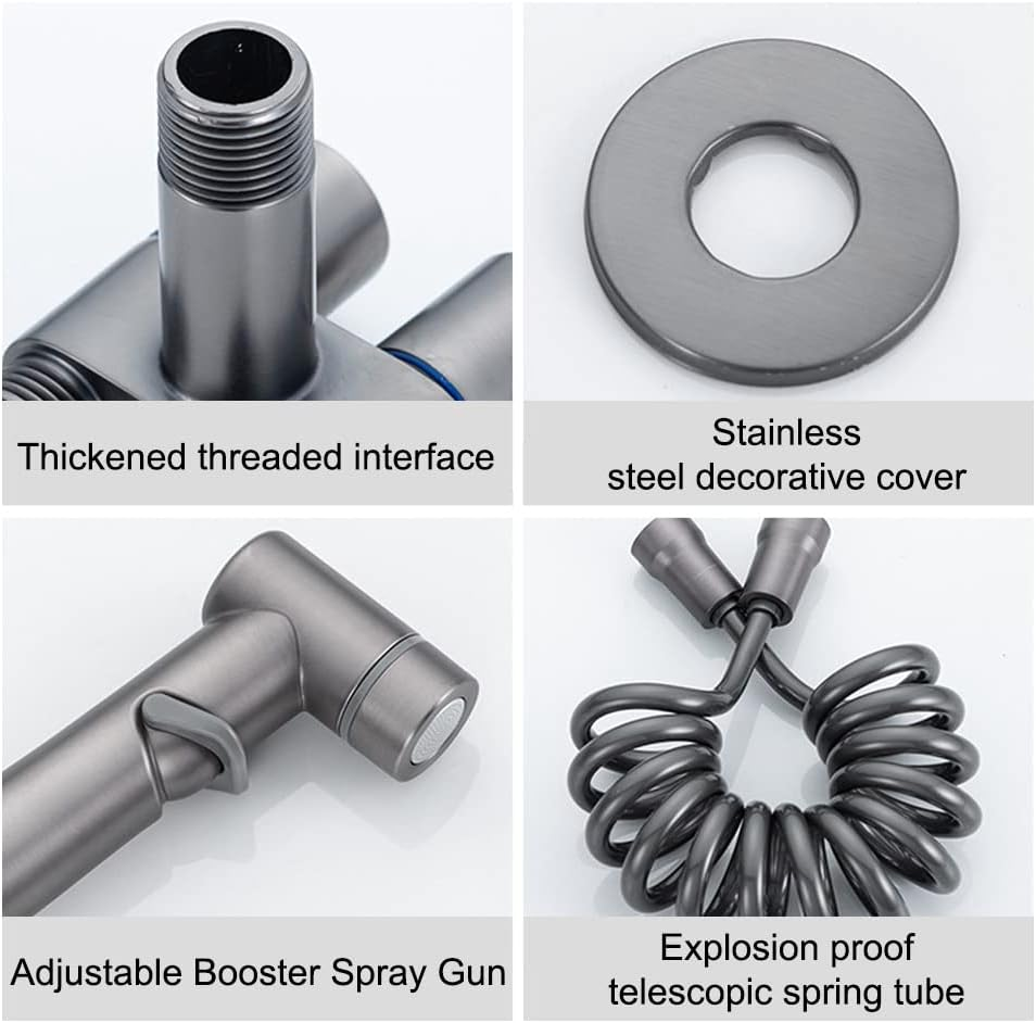 1-In-2-Out Dual Control Valve, 2023 New Double Control Mini Shower, 6.5 Feet Extra Long Hose High Pressure Bathroom Faucet Kit for Bidet and Shower (Silver Dual Control Valve Set) image number 6