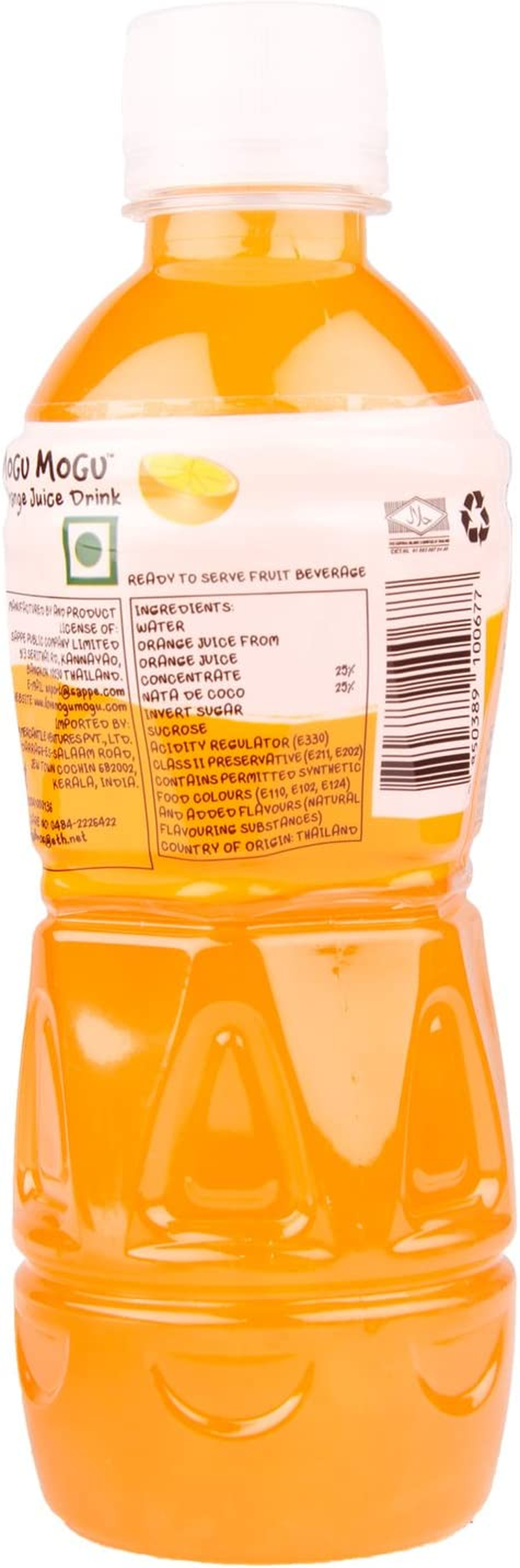 Mogu Mogu Orange Juice Drink with Nata De Coco | Refreshing Asian Drinks with Chewy Jelly | Fruity Sweet Mogu Mogu Drink | Popular Nata De Coco Drinks | Orange Flavour | 320Ml Bottle