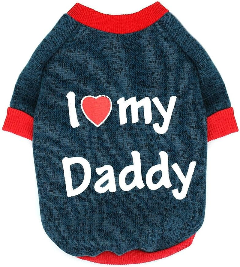 Pet Clothes, Winter Dog Sweater I Love My Mom/Dad Dog Sweatshirt Outfit Warm Dog Costume for Puppy Small Dogs (Daddy, XS) image number 6