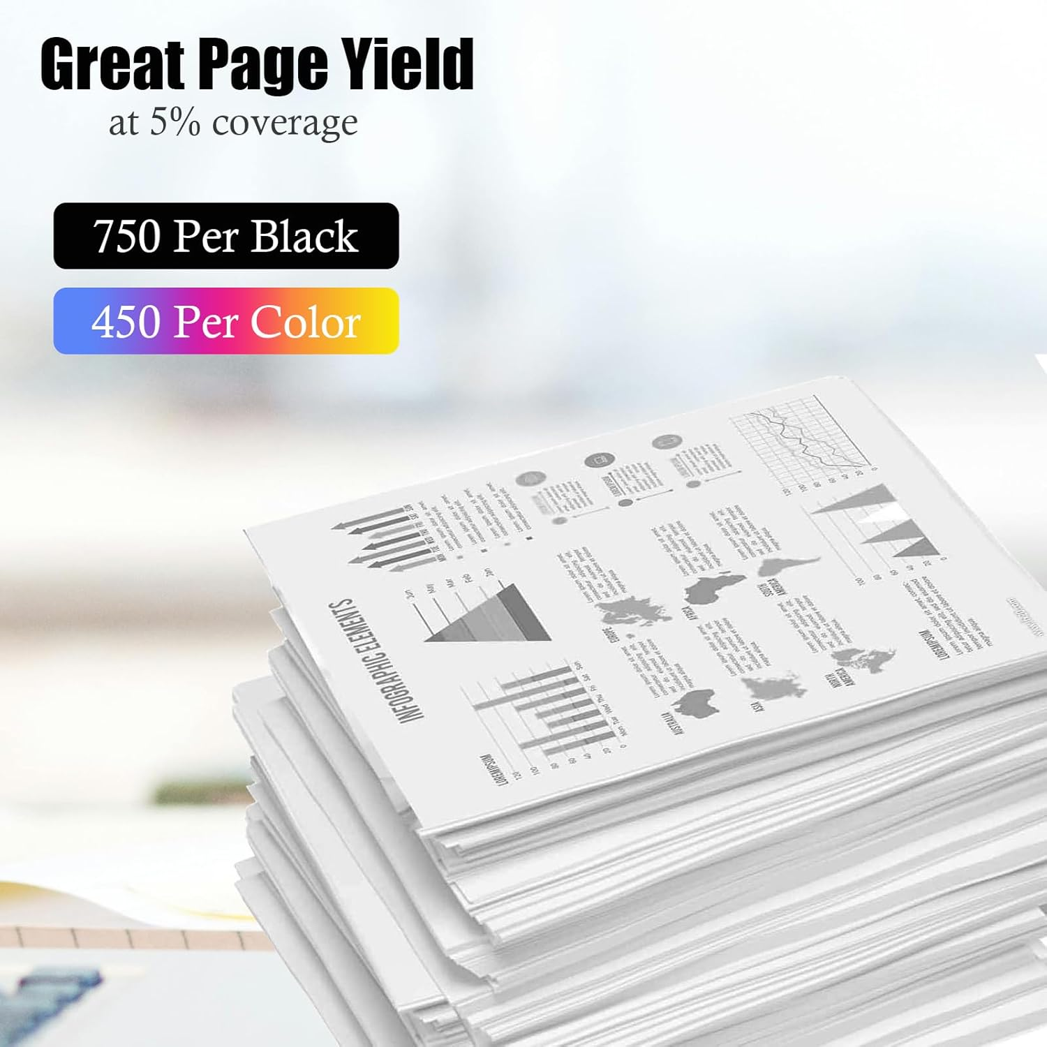 65XL Ink Cartridg Compatible for HP Ink 65 65XL Works with HP Deskjet 2600 2620 2621 2622 3722 3752 Envy 5020 5030 5058 5052 5055 (1 Black 1 Color) image number 3