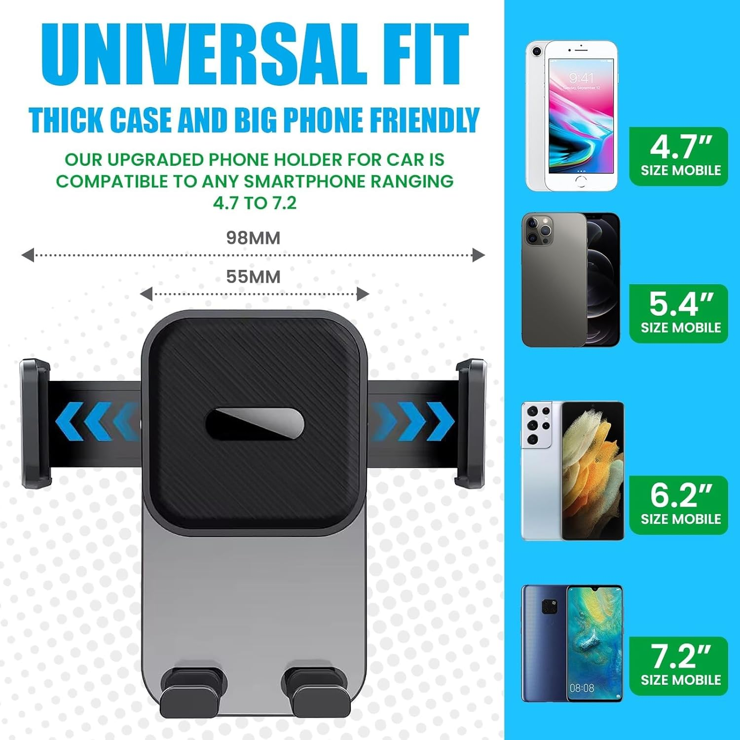 Universal Car Phone Holder - Heavy Duty Dashboard, Windshield & Air Vent Mount with Powerful Suction Cup | Compatible with All Smartphones, Iphone, Samsung | Secure for SUV, Truck, Van image number 5