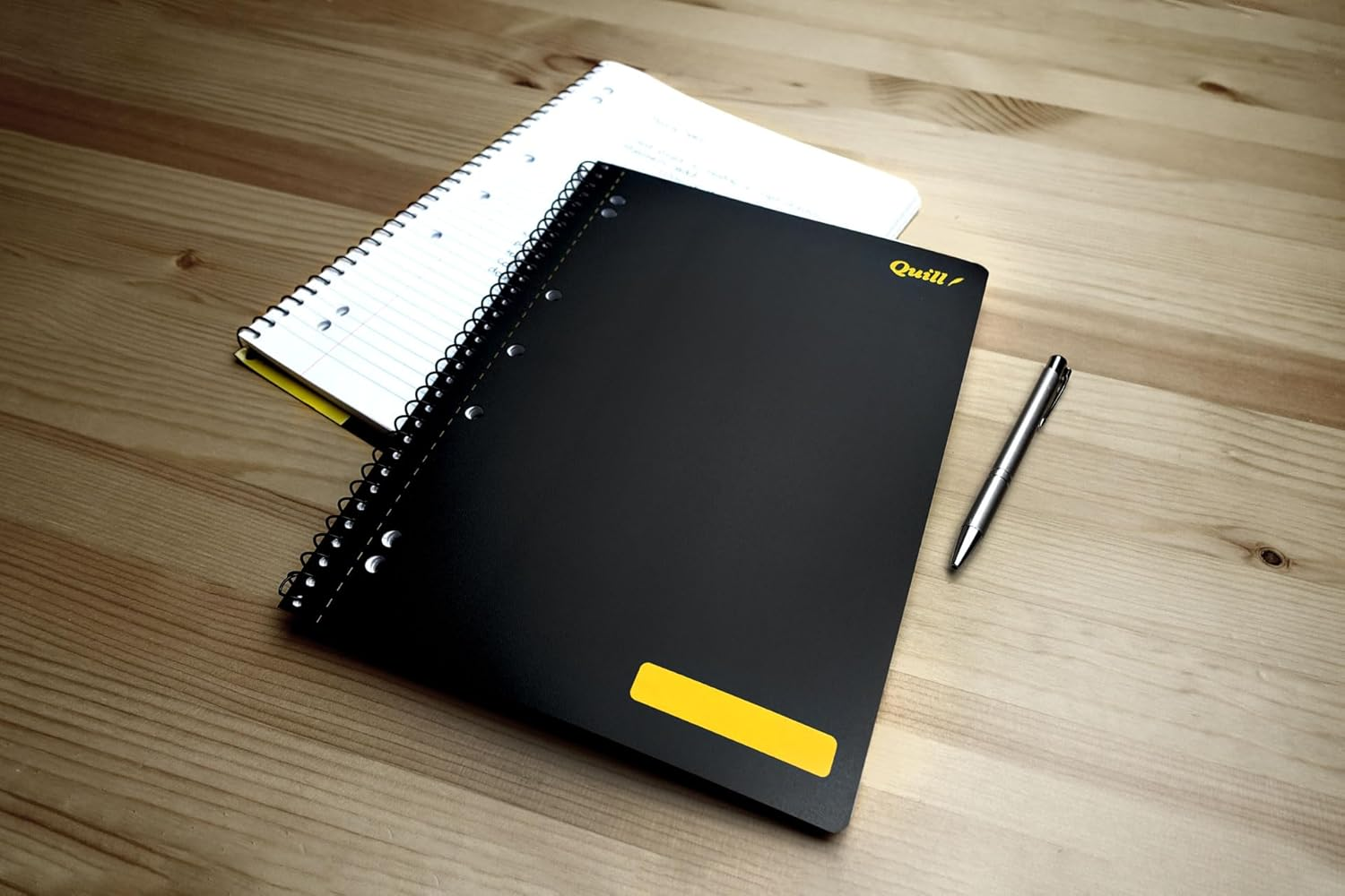 Quill, Lecture Notebook A4, 140 Pages, 70 Gsm, 8Mm Ruled, 7 Punched Holes, Spiral Bound, Waster Resistent Black Cover, Pack of 2 image number 2