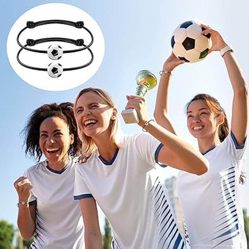 12 Pcs Football Bracelets, Adjustable Football Friendship Bracelets, Soccer Charm Bracelets for Girl Boy Sports Scenario Favours image number 3