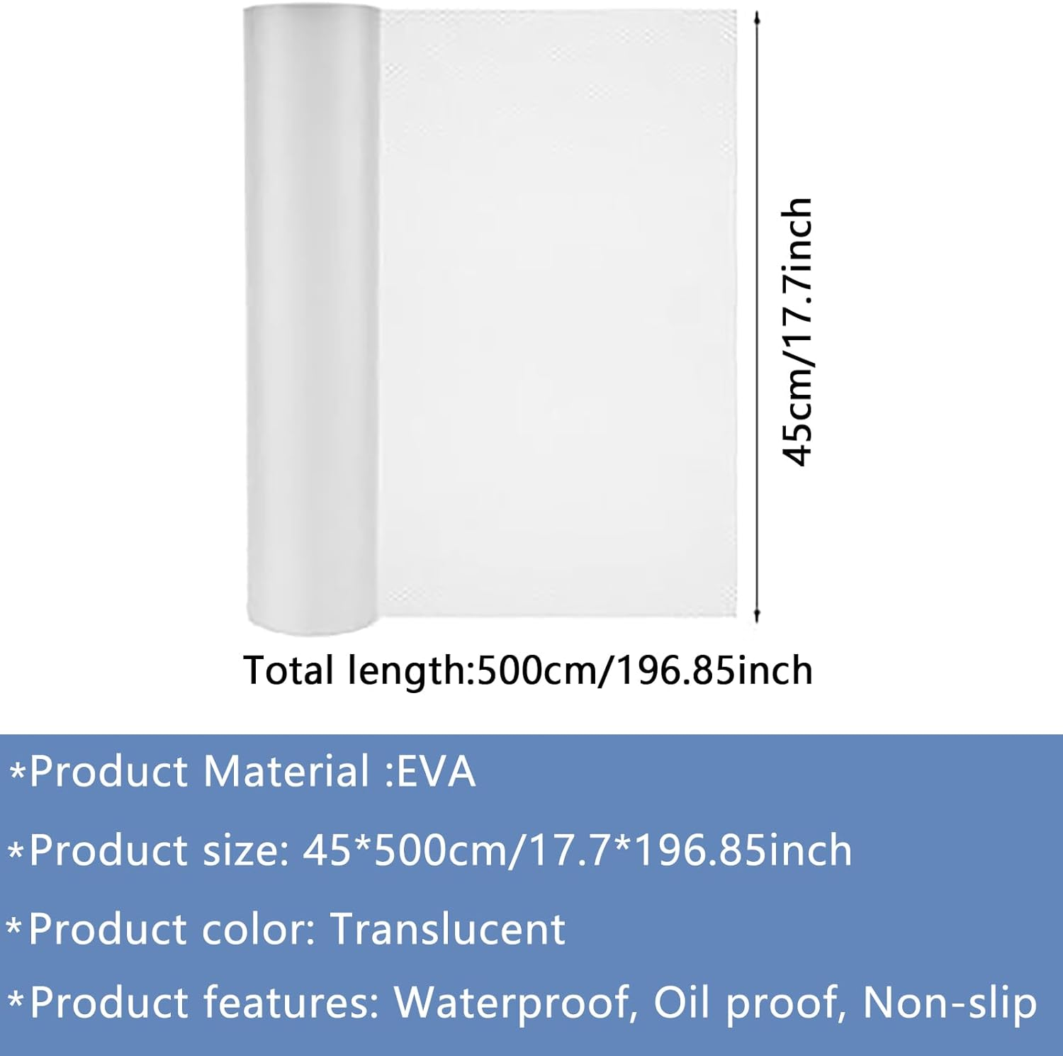 17.7&times;196.8In Shelf Liner,Non Adhesive Drawer Liners,Non-Slip Cabinet Liner,Washable Oil-Proof,For Cabinets, Storage, Kitchen,Desks,Shelf Liners-Clear,（45 * 500CM 1 Roll） image number 1