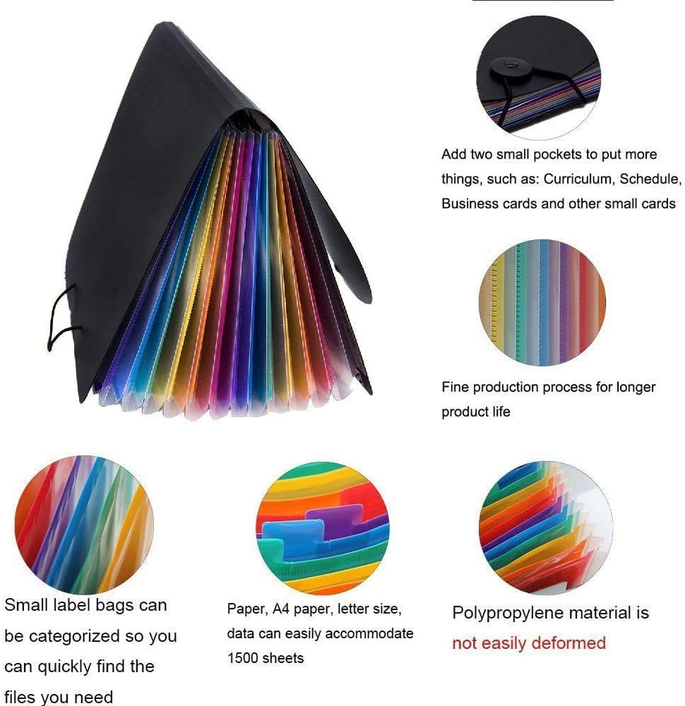 13 Pockets Expanding Files Folder/ A4 Expandable File Organizer/Portable Accordion File Folder/High Capacity Multicolour Stand/Plastic Business File Organizer Box (1Xfolder)