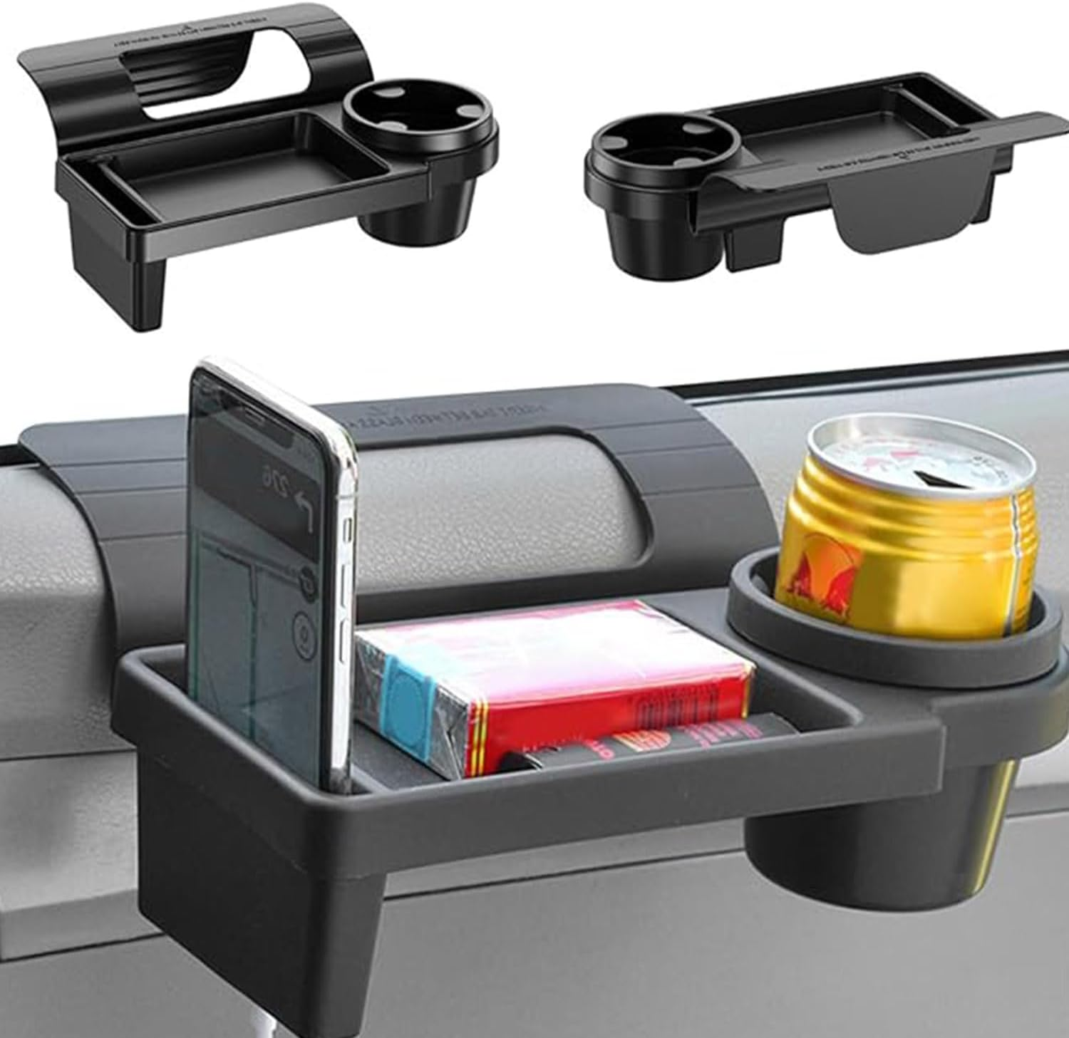 Car Cup Holder, Car Door Cup Holder, Door Side Hanging Window Cup Holder Tray with Phone Holder Charging Cable Port Non Slip Slient Universal Cup Holder for Car Door Window Cup Holder image number 2