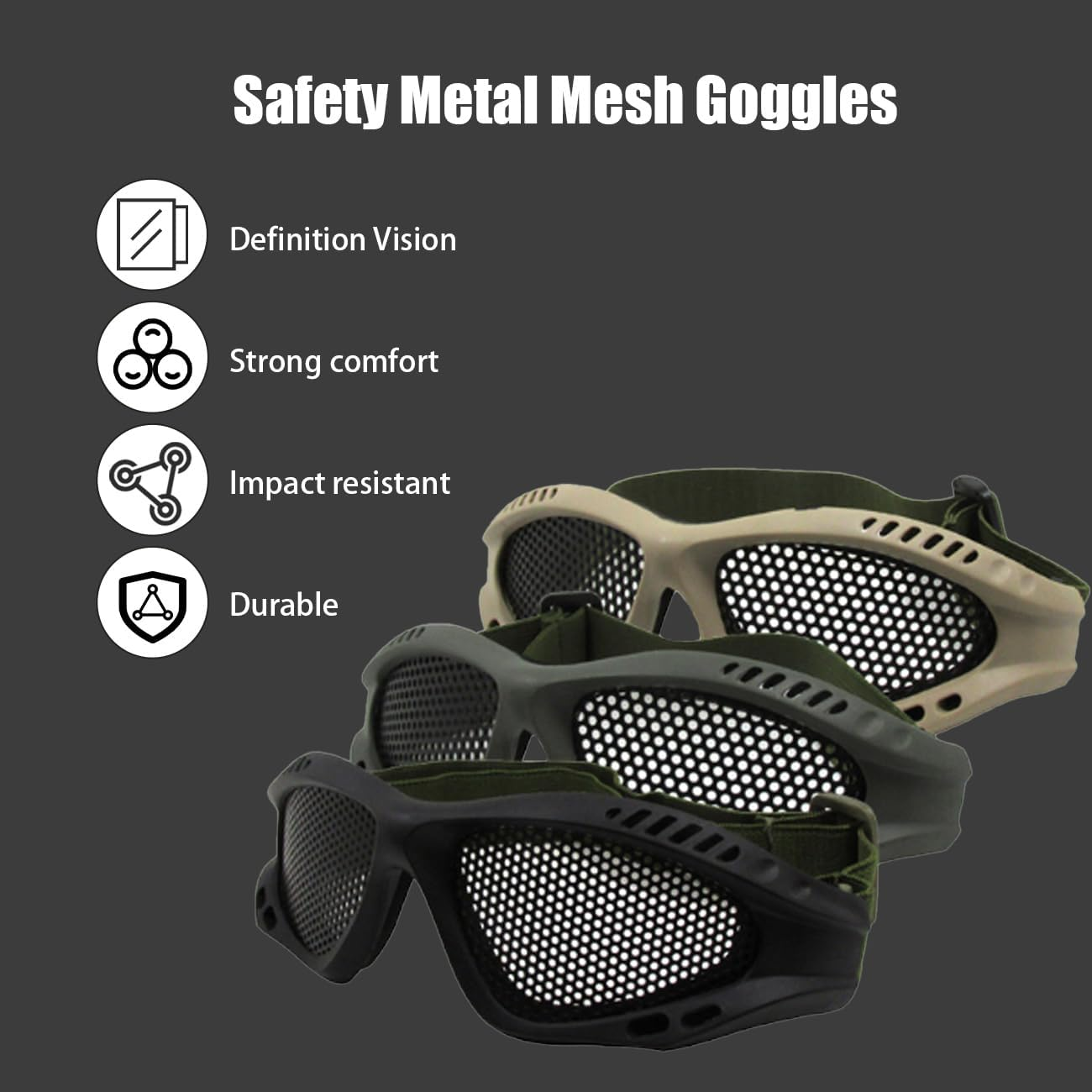 Wokyo Cs Safety Mesh Goggles High Density Metal Mesh Pattern Goggle Safety Glasses for Outdoor Games Sports Cycling - Brown image number 4