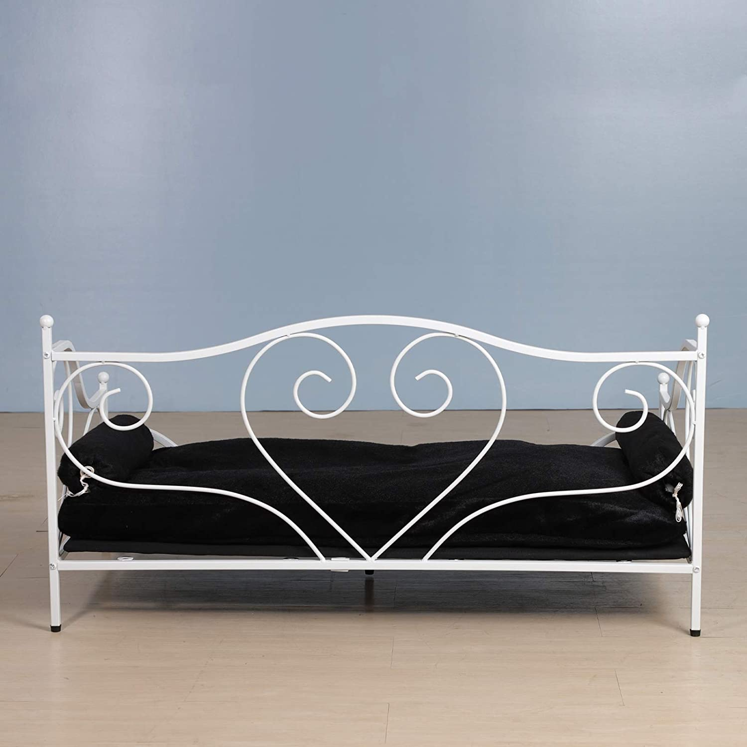 Pet Couch Bed, Large Dog Sofa Beds, Dog Furniture, Medium Pet Couch,Metal Frame and Washable Cushion, for Medium Sized Dogs Sitting (White)