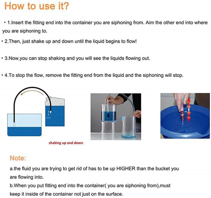 2X 2M SELF Priming Copper Siphon Syphon JIGGLER Hose for Fuel Oil Water image number 3