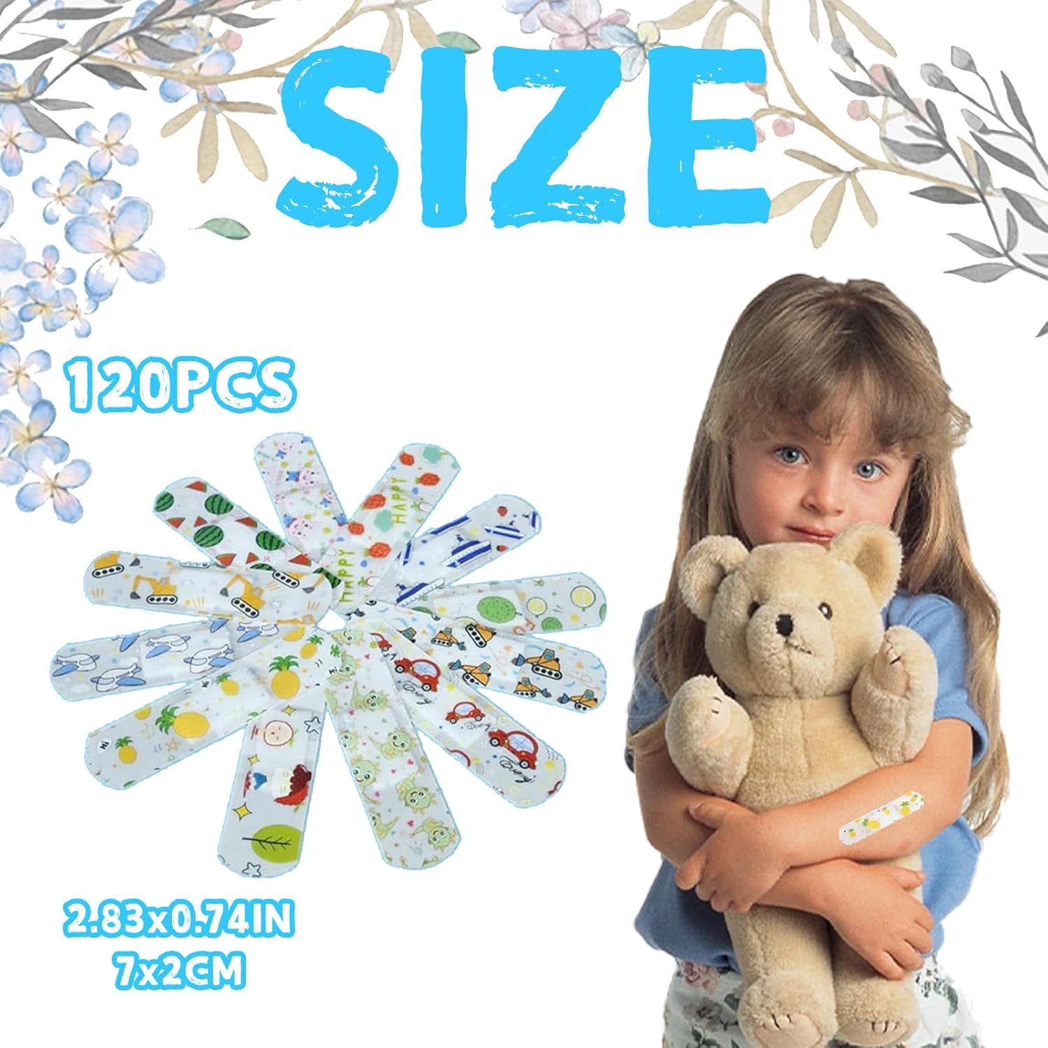 120-Pack Bandages - Waterproof and Breathable, Hypoallergenic, Latex-Free - Various Cute Cartoon Designs, Breathable Bandages Protect against Scrapes and Cuts. image number 2