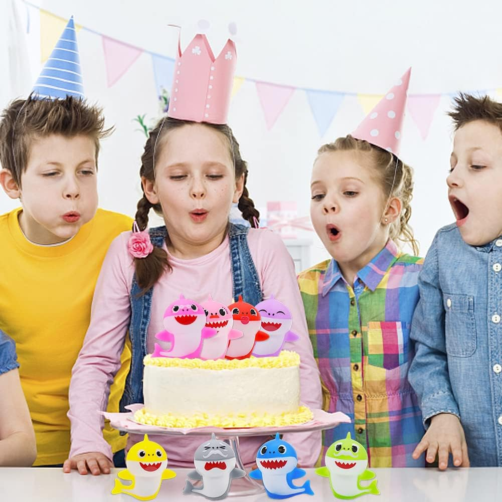 Shark Birthday Decoration Set Shark Cake Topper Shark Figures Cake Party Accessories Cute Shark Family Party Cake Decoration Supplies for Children Baby Shower Birthday Pack of 8 image number 2