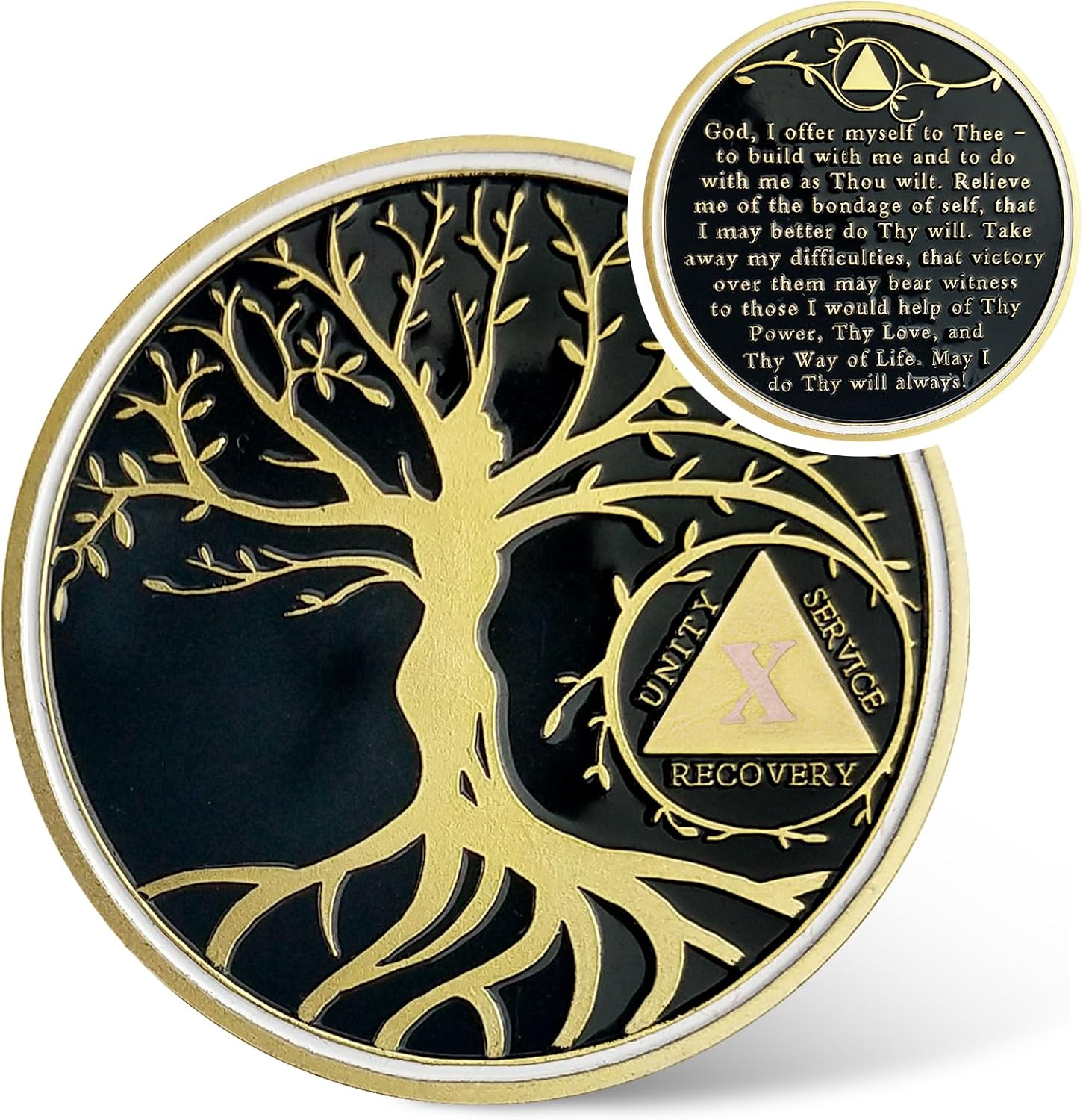 10 Year Sobriety Coin, Tree of Life AA Chips and Medallions Sobriety Recovery Chip Anniversary Sober Token Alcoholics Anonymous Recovery Gifts for Women Men