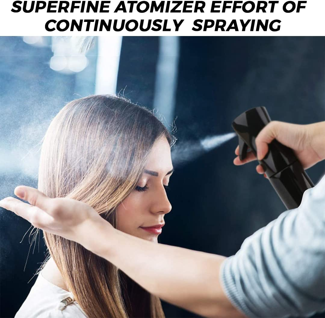 Premium Mist Spray Bottle - 10Oz/300Ml, Continuous Mister Water Spray Bottle for Long Straight & Curly Hair Styling, Plants, Ironing, Cleaning, Salon & Skin Care&hellip; (Black) image number 3