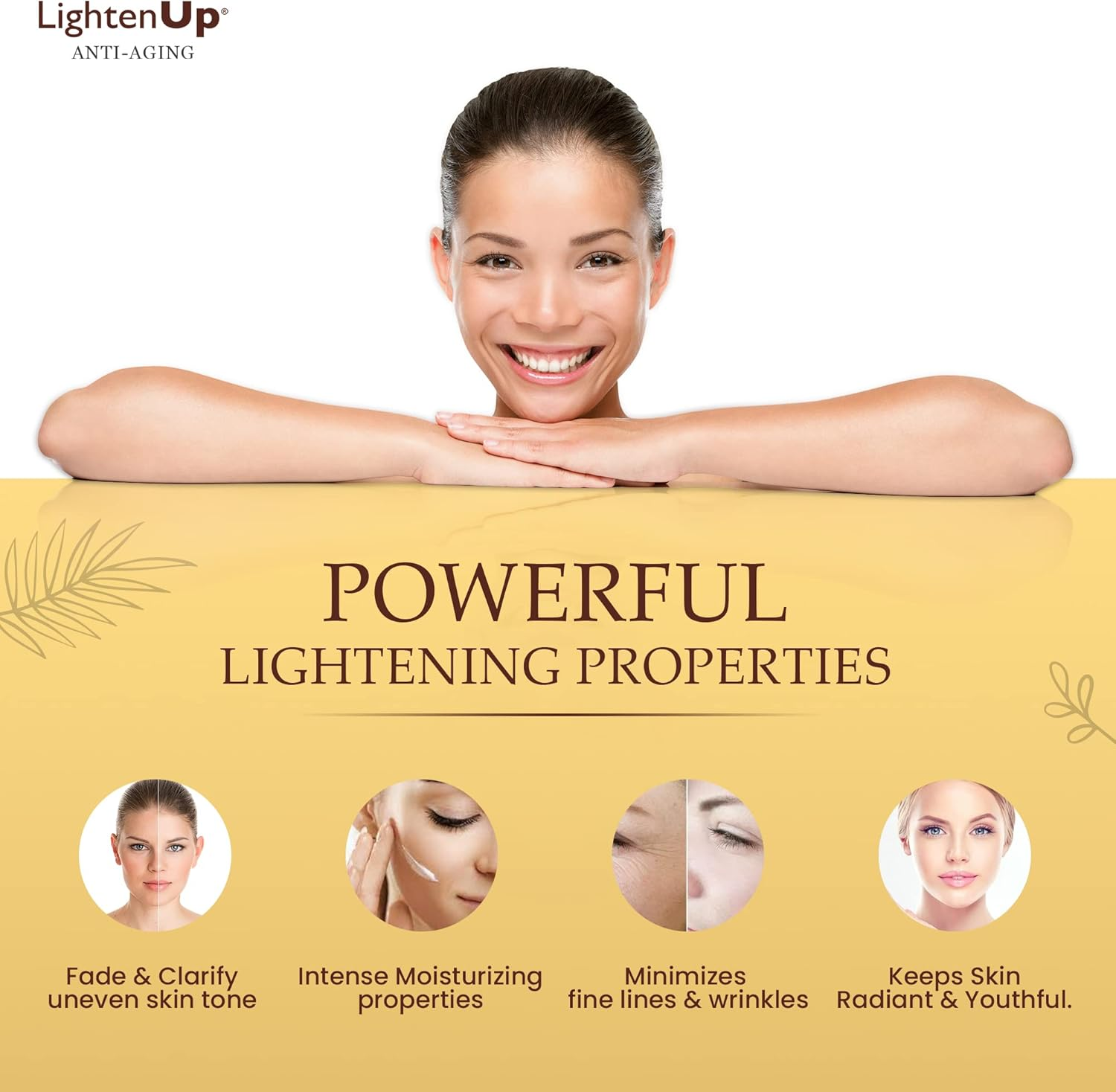 Lightenup Anti-Aging, Skin Brightening Cream - 4.4 Fl Oz / 100 Ml - with Argan Oil and Shea Butter