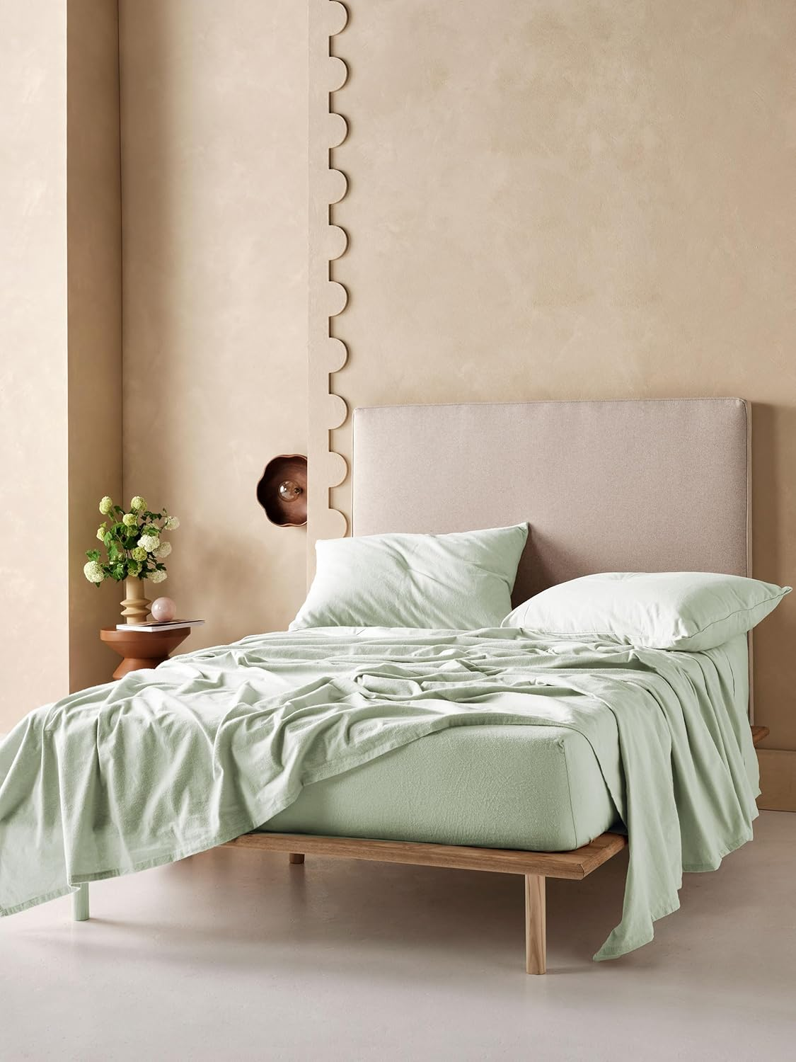 Linen House Flannelette Mist Plain-Dyed King Bed Sheet Set image number 1