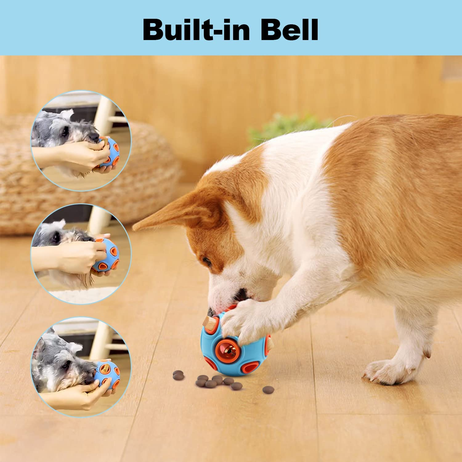 Dog Toys, Dog Toy Ball Indestructible Dog Chew Toys Ball Interactive Giggle Ball for Dog, Treat Dispenser Dog Toy Ball for Large, Medium and Small Dog, Relieve Anxiety and Boredom image number 5