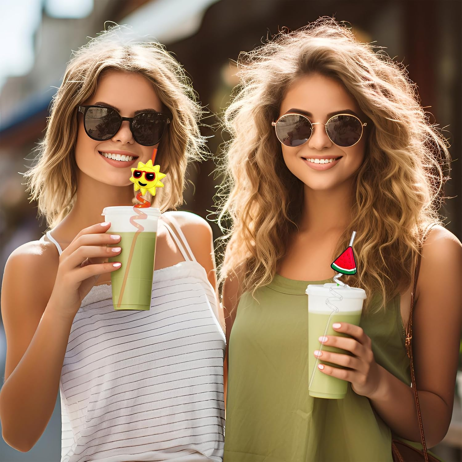 24 Summer Pool Drinking Straws for Kids, Pool Party Decorations Supplies, Pool Party Favors for Kids Birthday, Crazy Silly Straws for Beach Theme Party Decorations (Summer Pool)