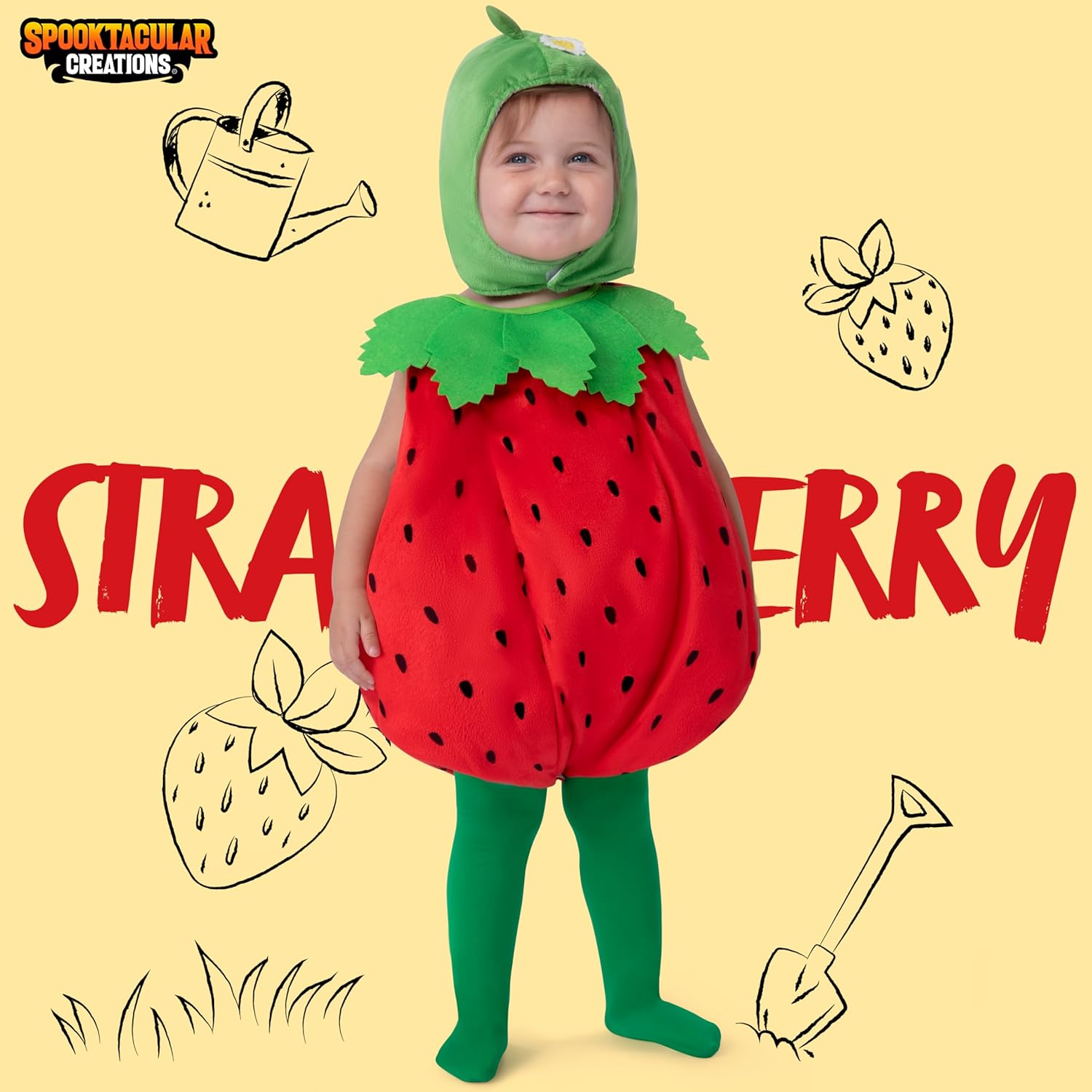 Spooktacular Creations Halloween Baby Strawberry Costume Toddler, Infant Fruit Costume for Girls Kids Halloween Dressup Party image number 3