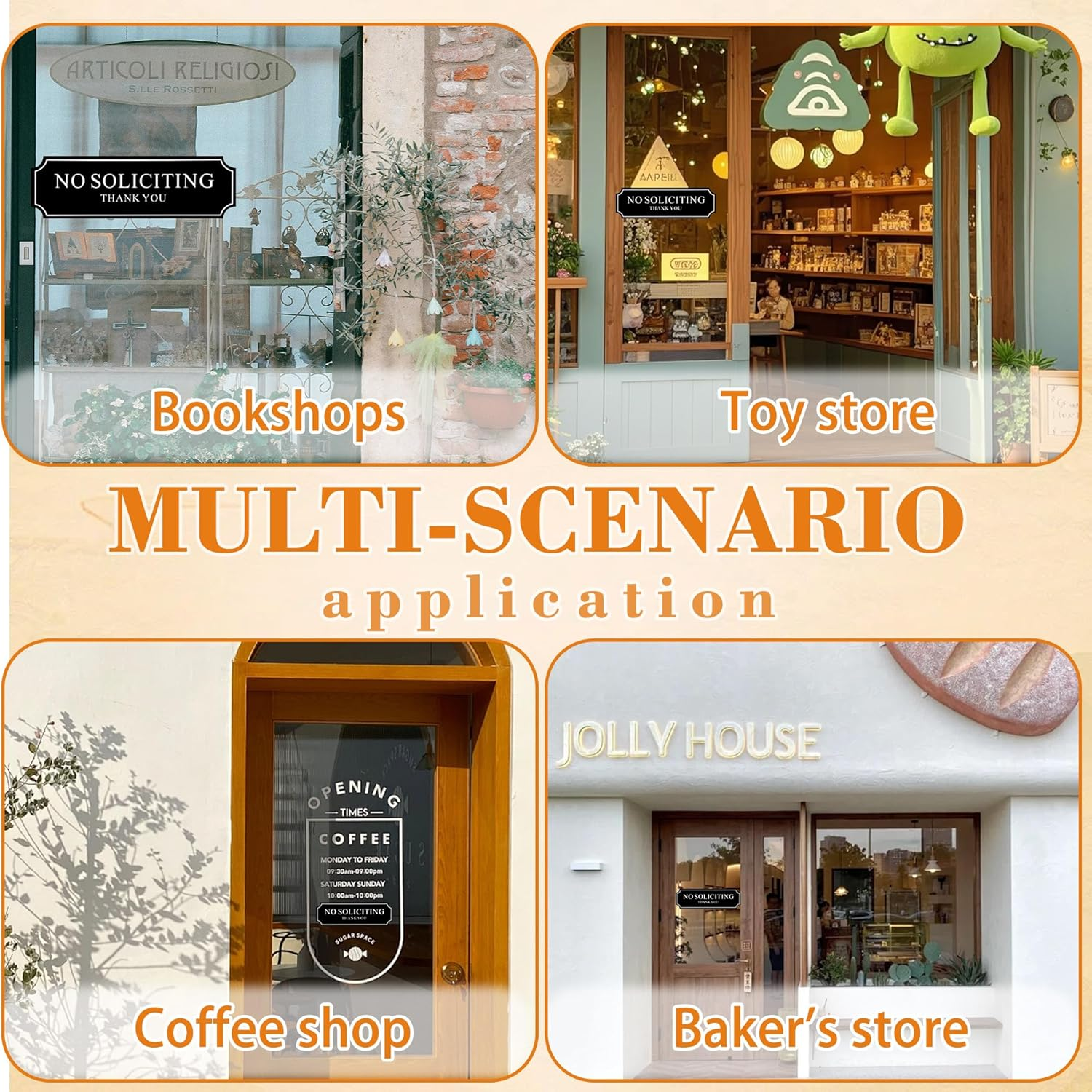 No Soliciting Sign for House Door, Self-Adhesive No Soliciting Sign for Front Door, 8 X 2.48 Inch No Soliciting Sticker for Yard, Apartments, and Office (1Pcs, White Letters) image number 3