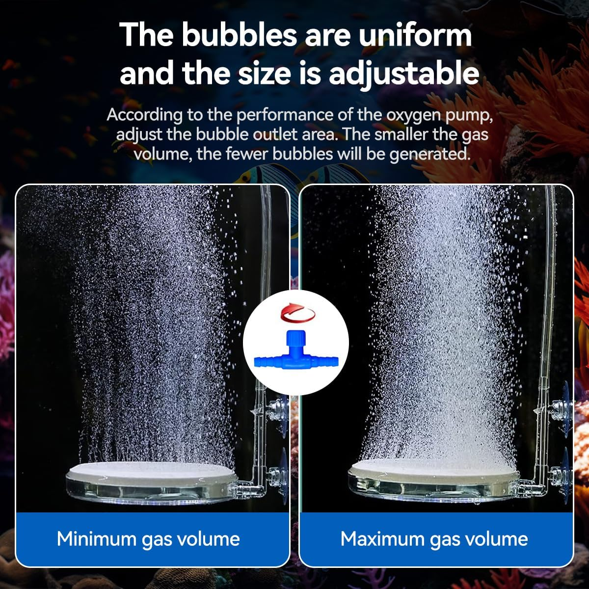 Aquarium Air Stone 6 Cm Fish Tank Nano Bubble Stone with Control Valve Quiet Super-High Dissolved Oxygen Diffuser Makes Super Tiny Bubbles for Fish Tank and Hydroponic (1 PCS) image number 5