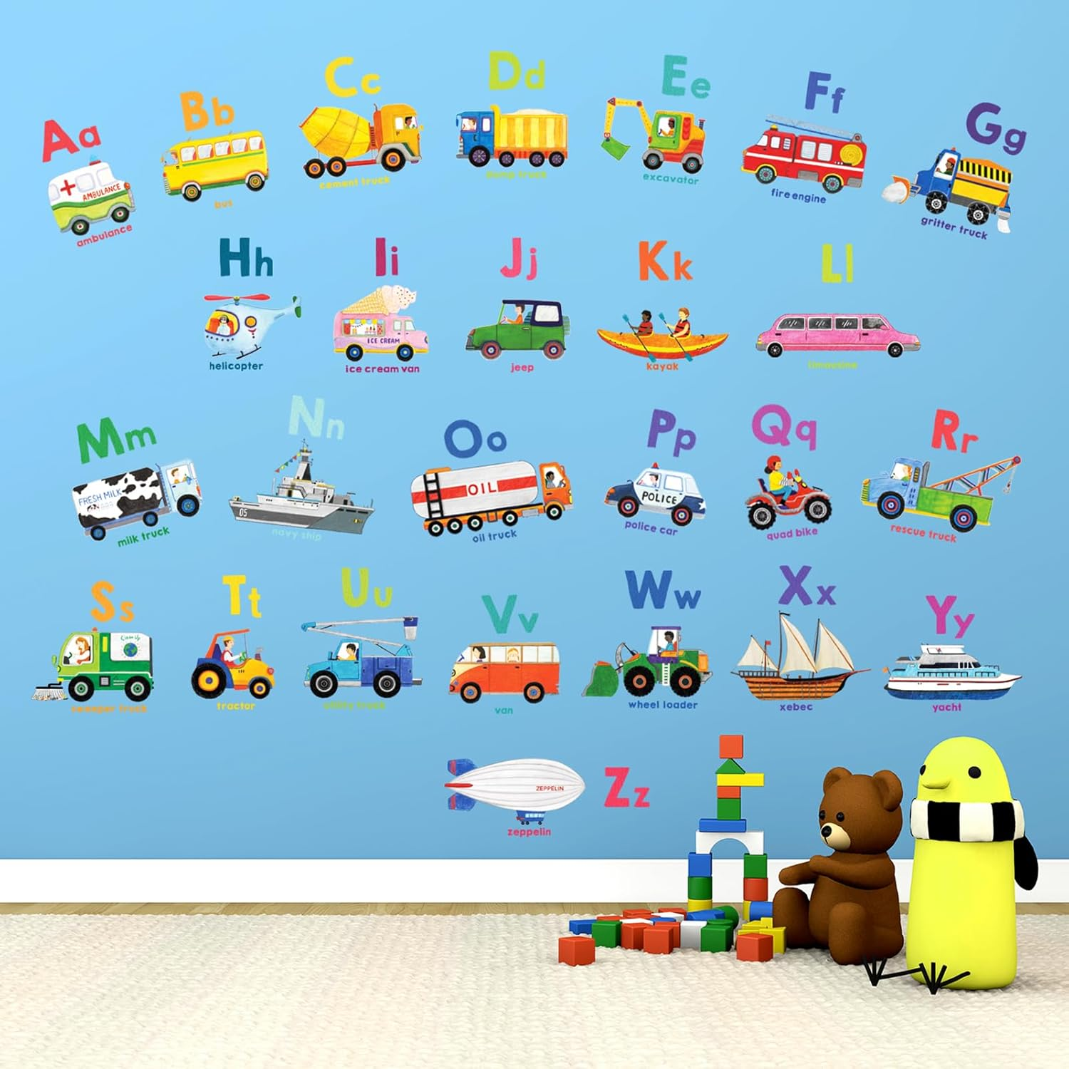 DECOWALL DS8-2005N Transport Alphabet Wall Stickers Wall Decals Peel and Stick Removable Wall Stickers for Kids Nursery Bedroom Living Room image number 3