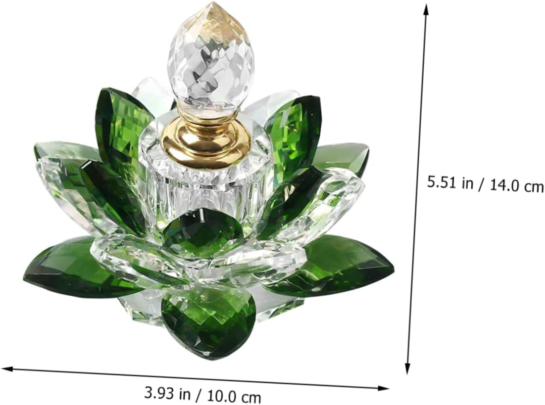 Lotus Shaped Perfume Bottle Glass Refillable Green Crystal Decorative Storage Container for Home D&eacute;cor Accent image number 5