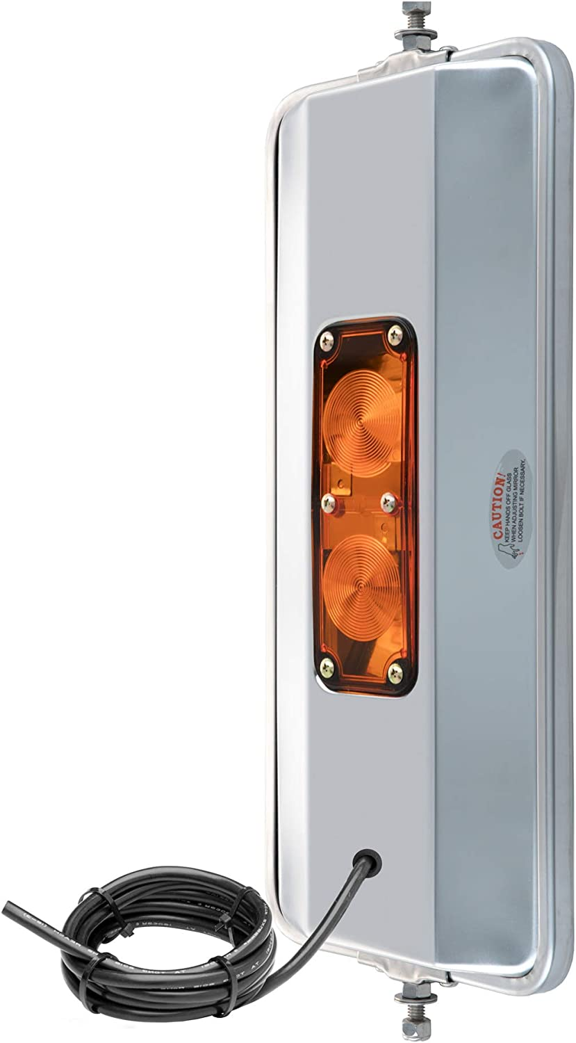 Retrac 601288 7 X 16-Inch Stainless Steel Rounded Angle-Back Heated, Lighted West Coast Mirror Head, Universal Driver or Passenger Side, Chrome image number 3