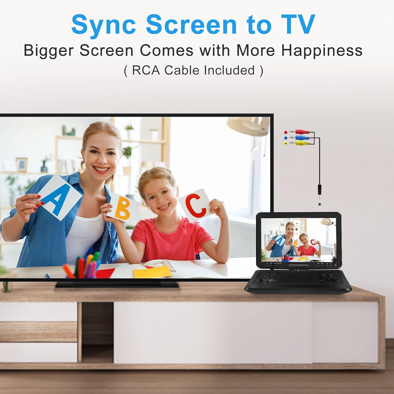 16.9'' Portable DVD Player with 14.1&rdquo; HD Large Swivel Screen, DVD Player Portable with Screen Buttons for Easy Control, 6 Hrs Battery, Car Charger, Region Free, Support USB/SD Card, Black image number 4