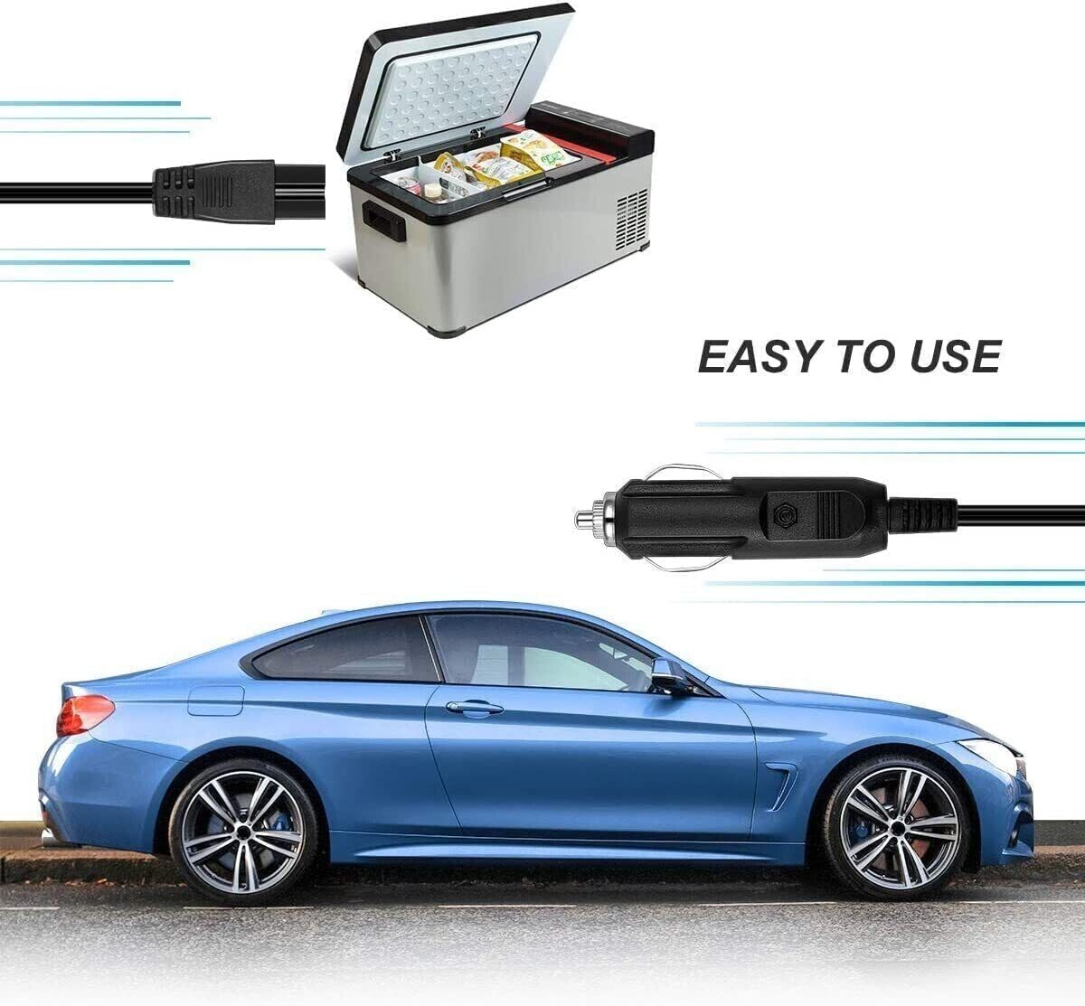 12V 2M Extension Cord Car Cooler Cool Box Fridge DC Cable Power Adapter, 12V Extension Cord Mini Refrigerator 2 Pin Lead Cable Plug Wire