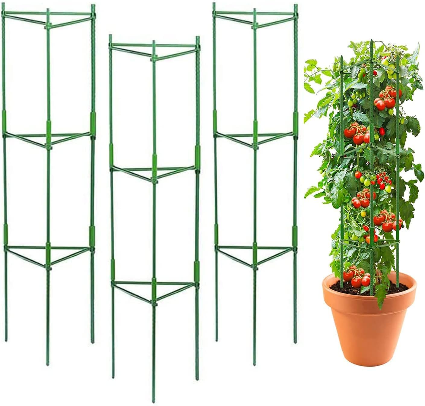 3 Packs Tomato Cages Plant Cages Deformable up to 48Inch Garden Tomato Stakes Vegetable Trellis, Plant Supports Tomato Trellis for Vertical Climbing Plants Flowers Fruits image number 1