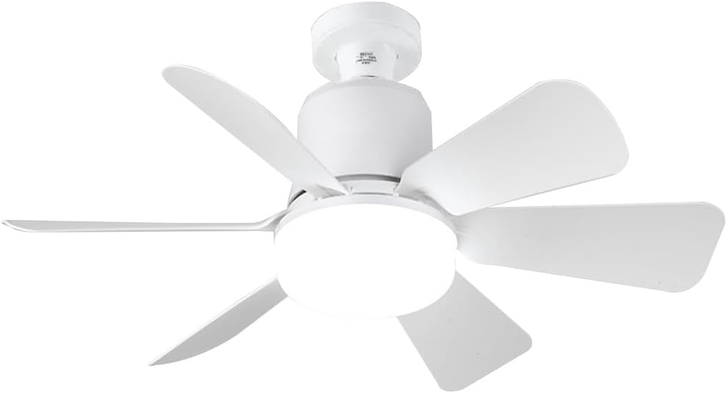 40W White Ceiling Fan with LED Light Remote Control Voice Control 3 Colors Dimming and 3 Speed Settings, Remote Control E27 Plug in Fan Light Bulb for for Living Room Bedroom 42CM/52CM (52CM) image number 4