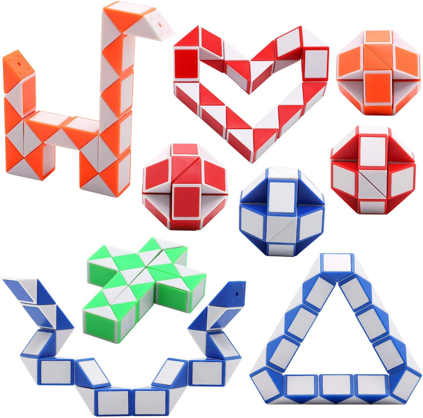 9 Pack 24 Blocks Magic Speed Cubes, Mini Snake Cube, Mini Plastic Puzzle Cube Toy for Kids Party Bag Fillers, Party Supplies, Random Color image number 3