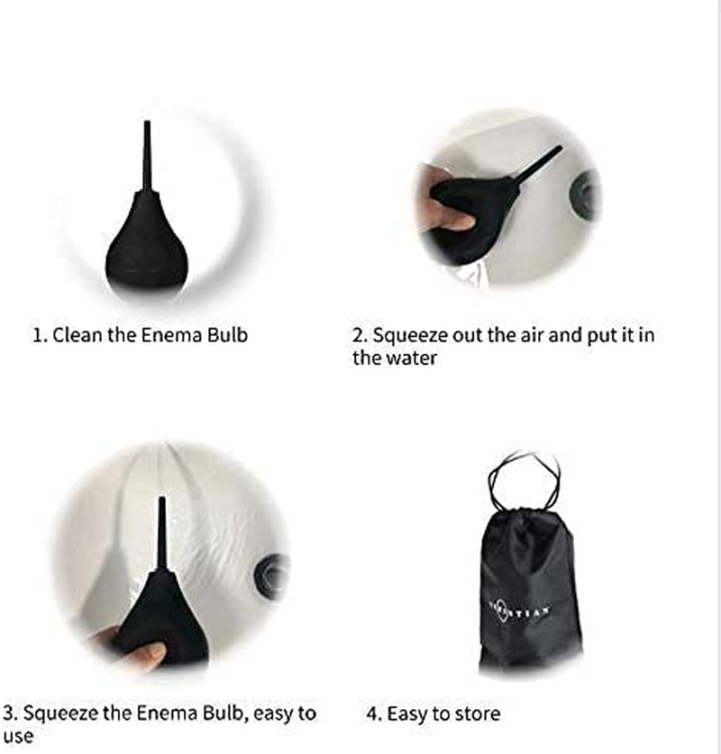 Enema Bulb Kit ， Douche for Men Women Beginners， with 19.7In Hose+4 Nozzles (Black) - Blackone image number 3