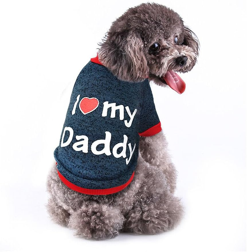 Pet Clothes, Winter Dog Sweater I Love My Mom/Dad Dog Sweatshirt Outfit Warm Dog Costume for Puppy Small Dogs (Daddy, XS) image number 4