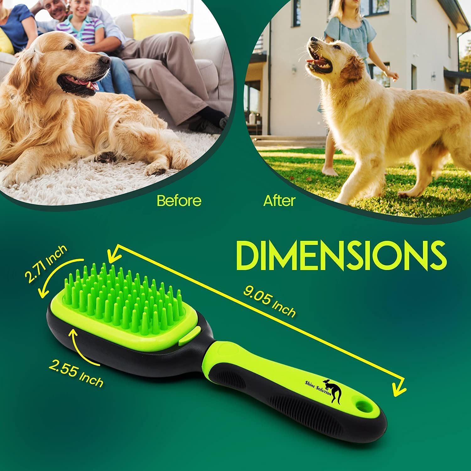 Sunshine Solution Professional Dog Brush , Cat Brush for Dog and Cat Grooming | 5 in One Solution | Dematting Comb | Dog Comb | Deshedding Comb | Bristle Brush | Pin Brush | Bath & Massage Cat Brush and Pet Brush image number 6