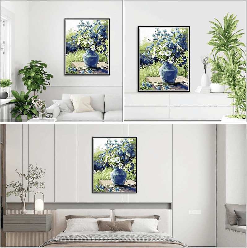 Paint by Number for Adults. Flowers Paint by Numbers for Adults Beginner Drawing Paintwork with 3 Paintbrushes Paint Canvas Oil Painting 16&rdquo; X 20&rdquo; image number 3