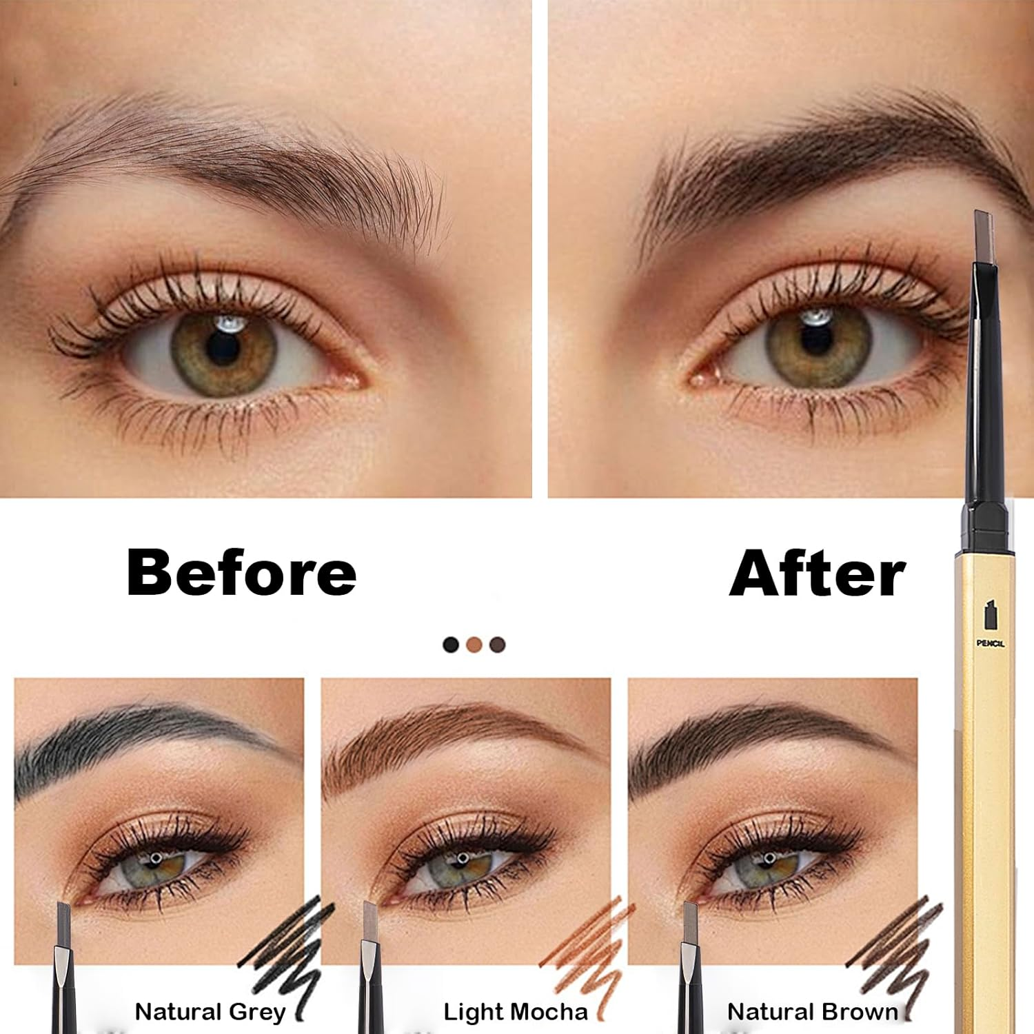 Eyebrown Pencil | Gray | Long-Lasting Eyebrow Pencil for Soft Textured Natural Daily Look Eyebrow Makeup | Ultra-Precise Tip, Creamy Formula, Highly Pigmented, Soft Matte Finish, Vegan Formula, Dual-Sided, Fills Brows Makeup image number 1