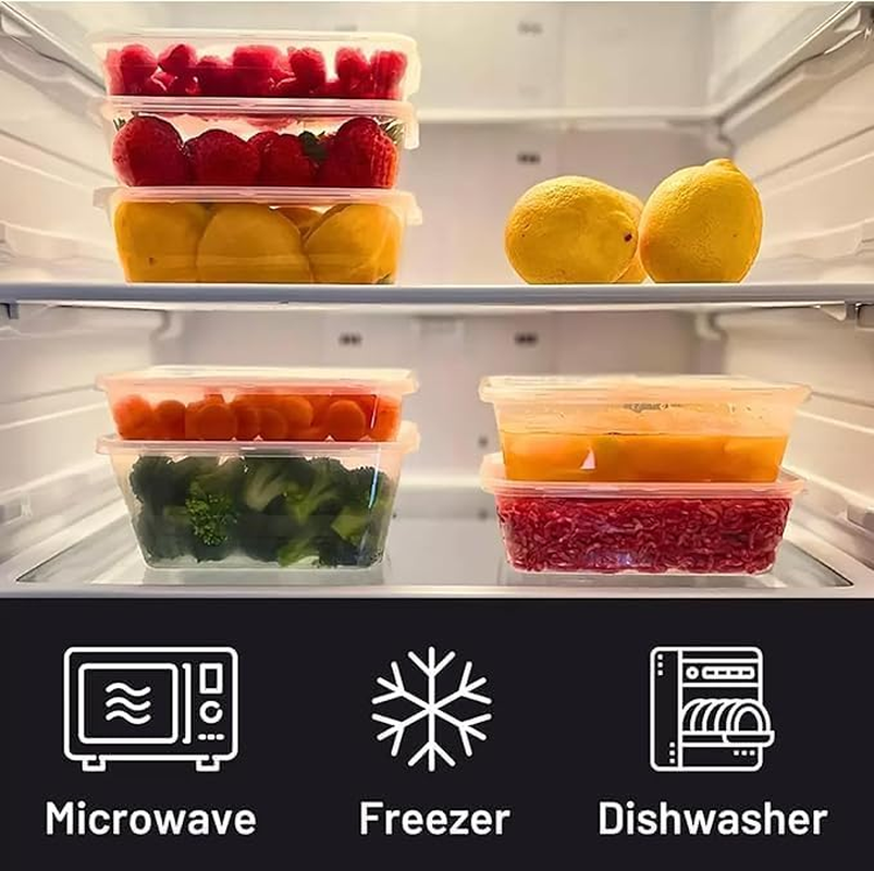 WADY Meal Prep Containers, 50 Pack Plastic Storage Food Containers with Lids, BPA Free Reusable Meal Prep Containers, Plastic Food Storage Trays with Airtight Lids (750Ml) image number 2